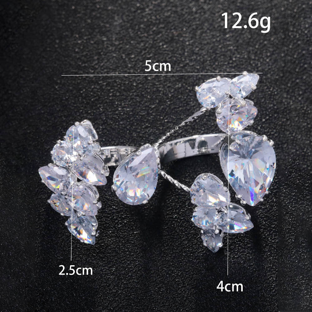 Flower Solitaire Gold Silver Anti Tarnish Dual Finger Ring Bulk