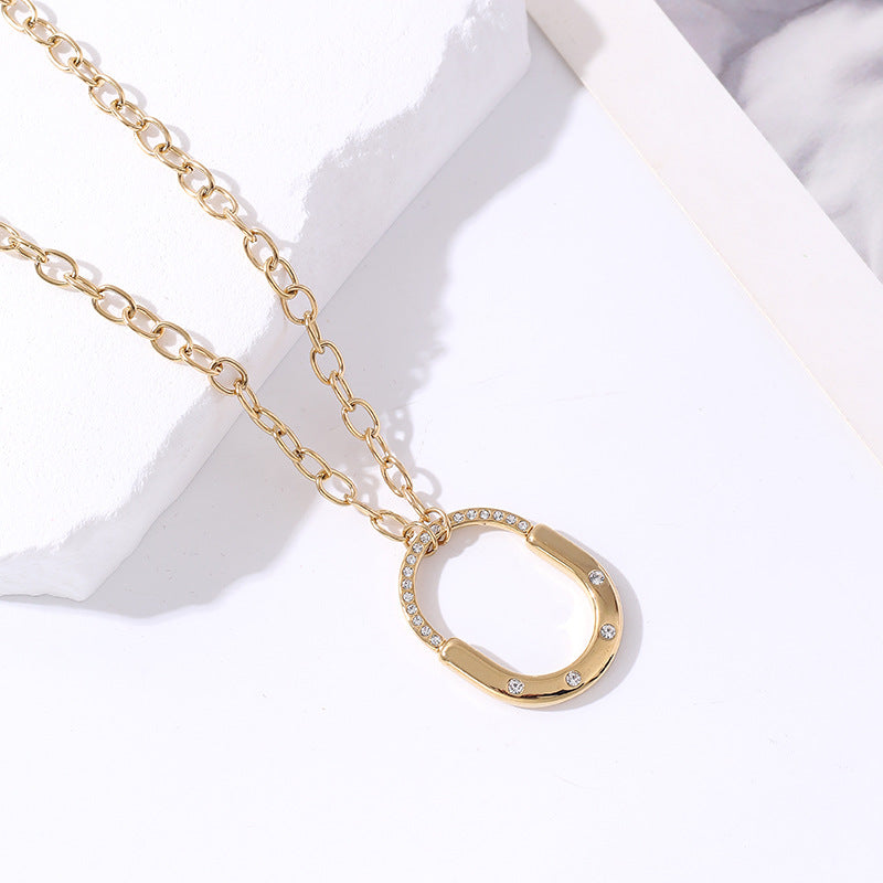Lock CZ Gold Rose Gold Silver Stainless Steel Link Chain Necklace Bulk Secondary image