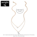 Oval Drop Solitaire 18K Gold Plated Cubic Zirconia Anti Tarnish Dual Layer Chain Necklace For Women