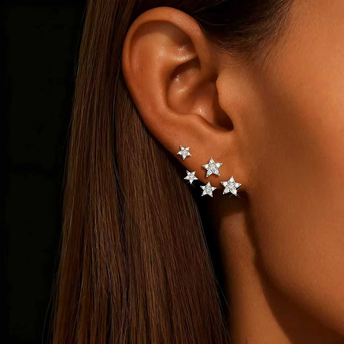 Celestial Constellation Star Gold Silver CZ Copper Stud Earrings Bulk
