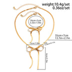 Bow Ribbon Knotted 18K Gold Plated Anti Tarnish Necklace Earring Bracelet Set For women