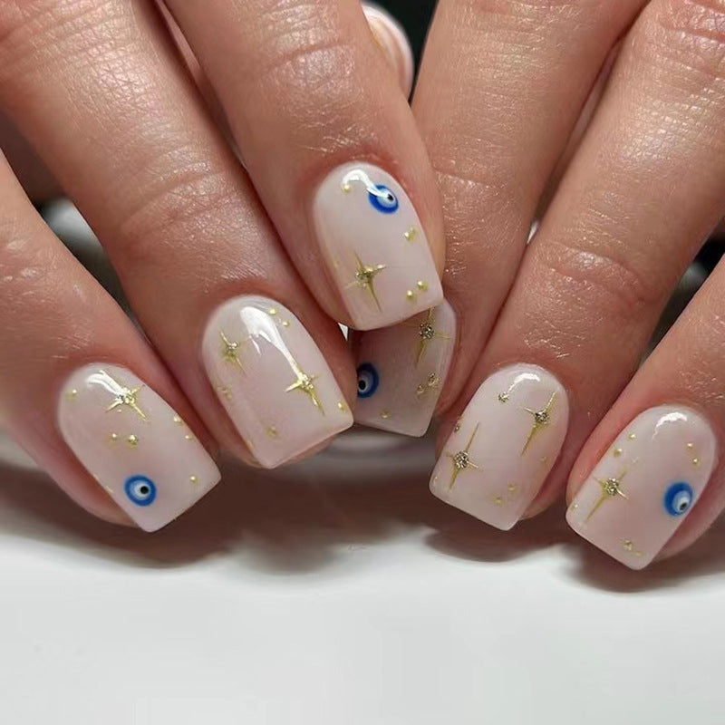 Evil Eye Star Gold Baby Pink Finger Nail Pack Of 10 + Extra 14 Bulk Main image