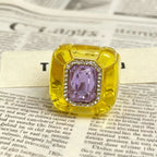 Designer Multi Color Enamel Gold Plated Square Cocktail Ring Bulk