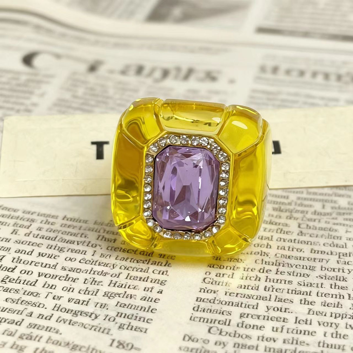 Designer Multi Color Enamel Gold Plated Square Cocktail Ring Bulk