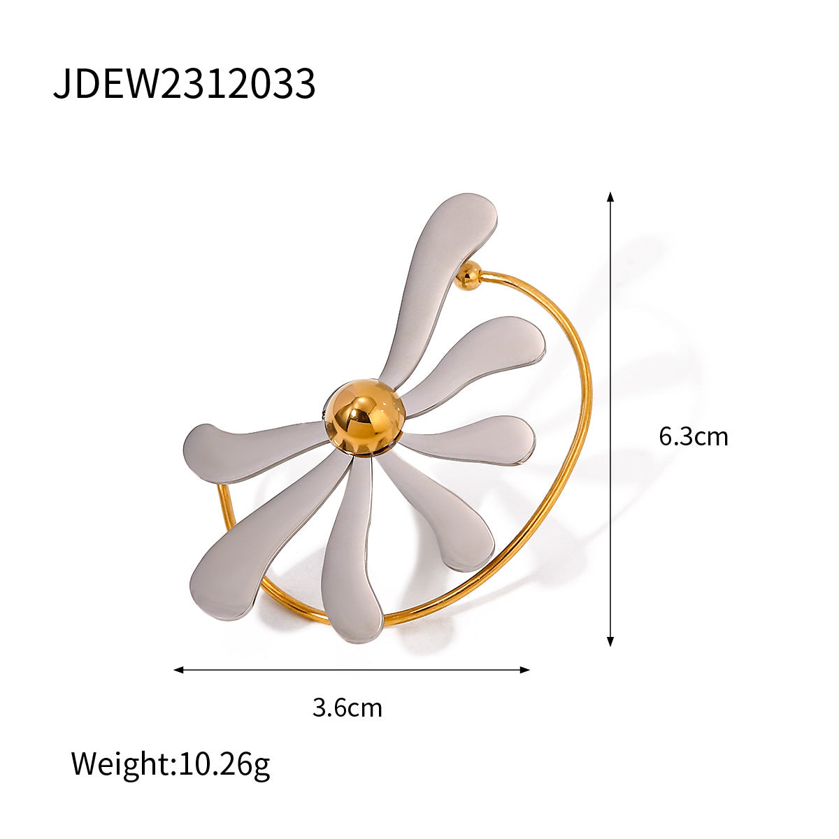 Daisy Flower Silver Gold Stainless Steel Anti Tarnish Single Left Side Ear Cuff Stud For Women