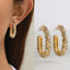 Trendy Paved U-Shape Gold Plated CZ Stainless Steel Stud Earrings Bulk