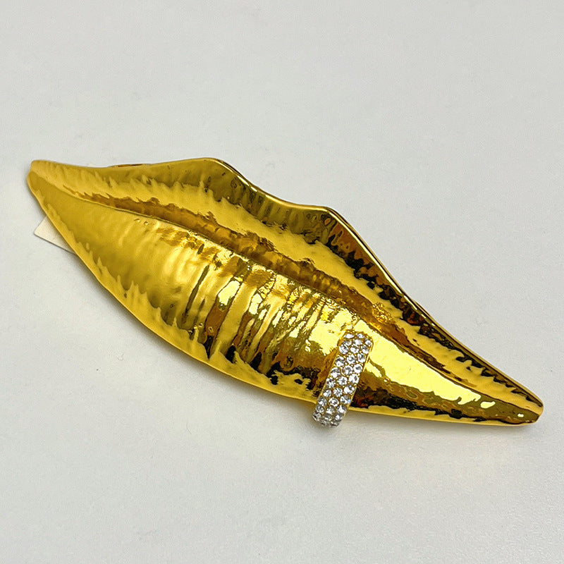 Lips 18K Gold Cubic Zirconia Adjustable Dual Finger Ring Women Bulk Main image