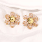 Rainbow Pearl Multi Rhinestone 18K Gold Stud Anti Tarnish Earring Bulk