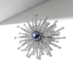 Designer Sunflower Silver Plated CZ Pearl Alloy Brooch For Women Bulk