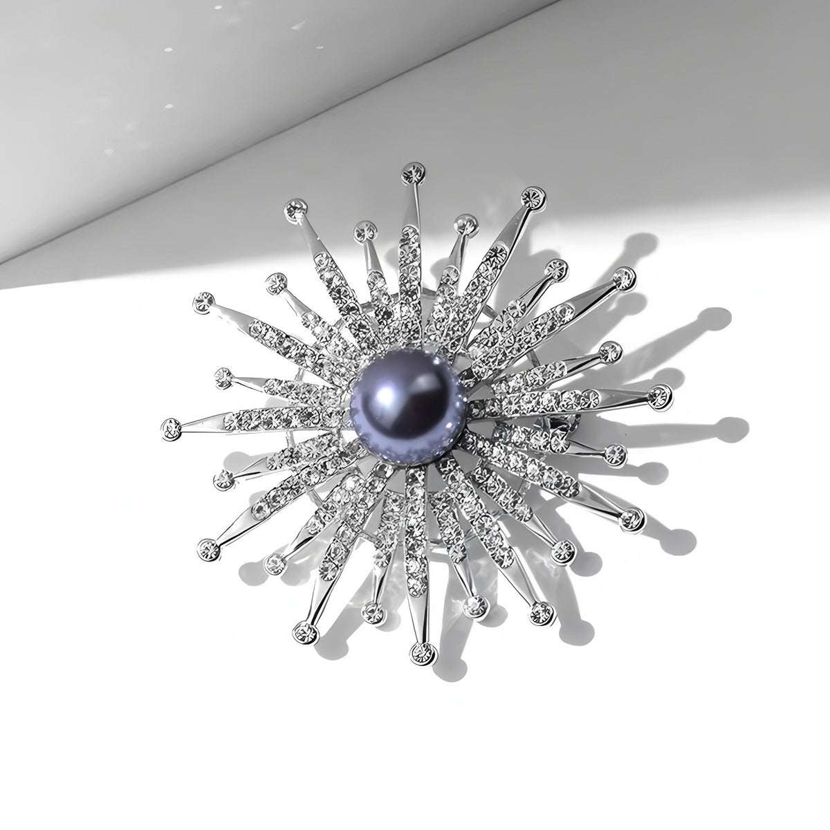 Designer Sunflower Silver Plated CZ Pearl Alloy Brooch For Women Bulk