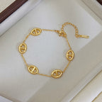 Multi Charms Gold Mother of Pearl Enamel Stainless Steel Bracelet Bulk