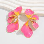 Floral Flower Leaf 18K Gold White Pink Yellow Dangler Earring Bulk