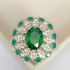 Flower Emerald Green Solitaire CZ Silver Anti Tarnish Ring Bulk