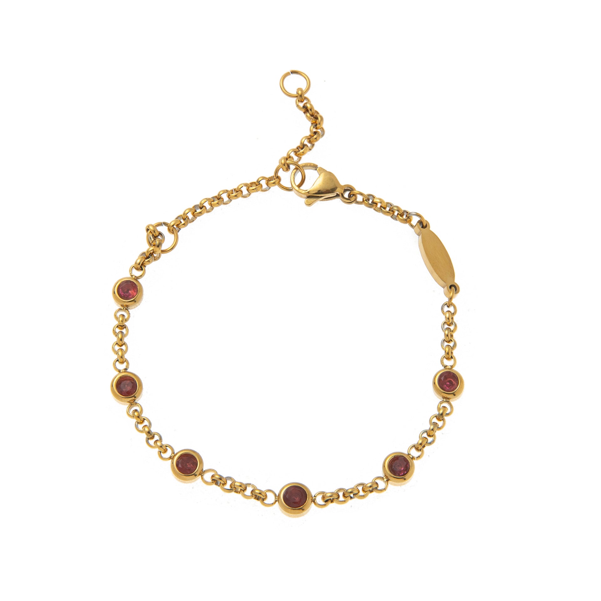 Bulk Multi Twelve Birthstone Gold CZ Stainless Steel Bracelet