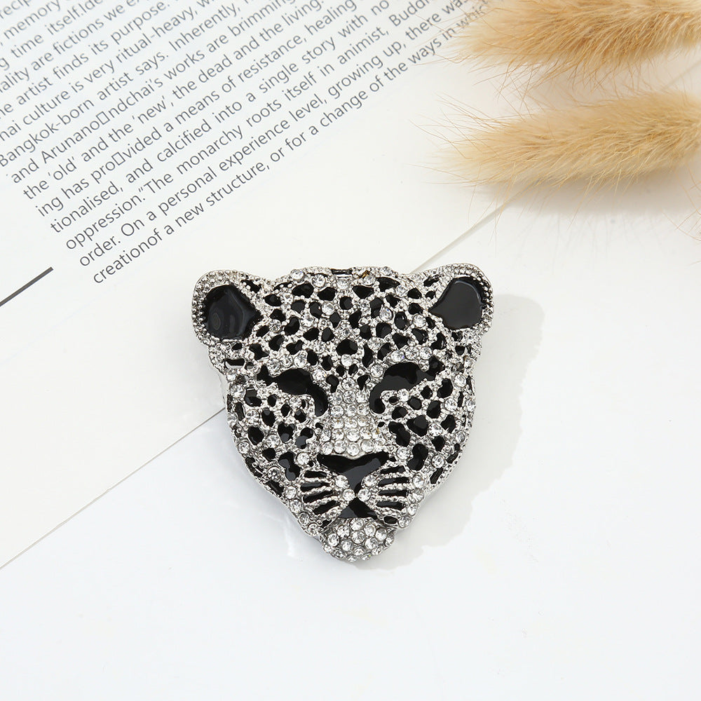 Leopard Face Cubic Zirconia 18K Gold Silver Brooch For Women Bulk Secondary image