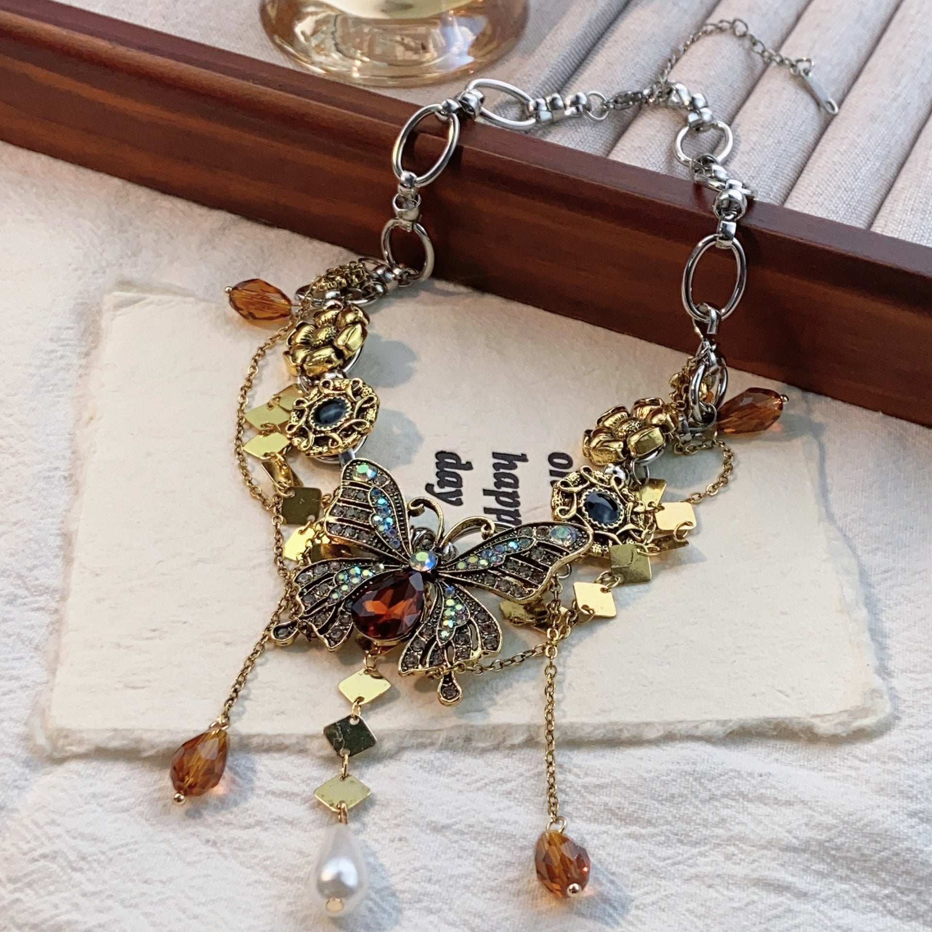 Butterfly Flower Multicolour 18K Gold Anti Tarnish Charm Necklace Bulk