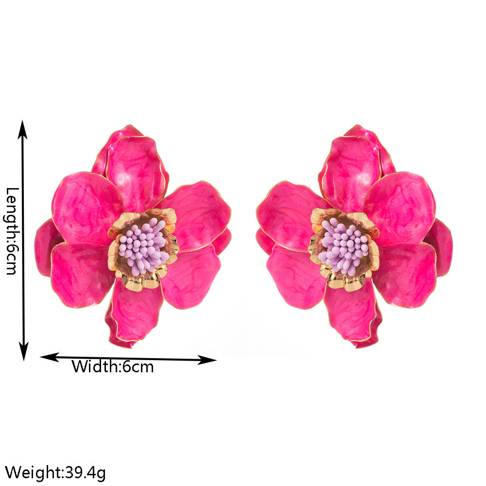 Flower Floral Enamel 18K Gold Multicolour Stud Earring For Women Bulk