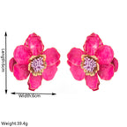 Flower Floral Enamel 18K Gold Multicolour Stud Earring For Women Bulk