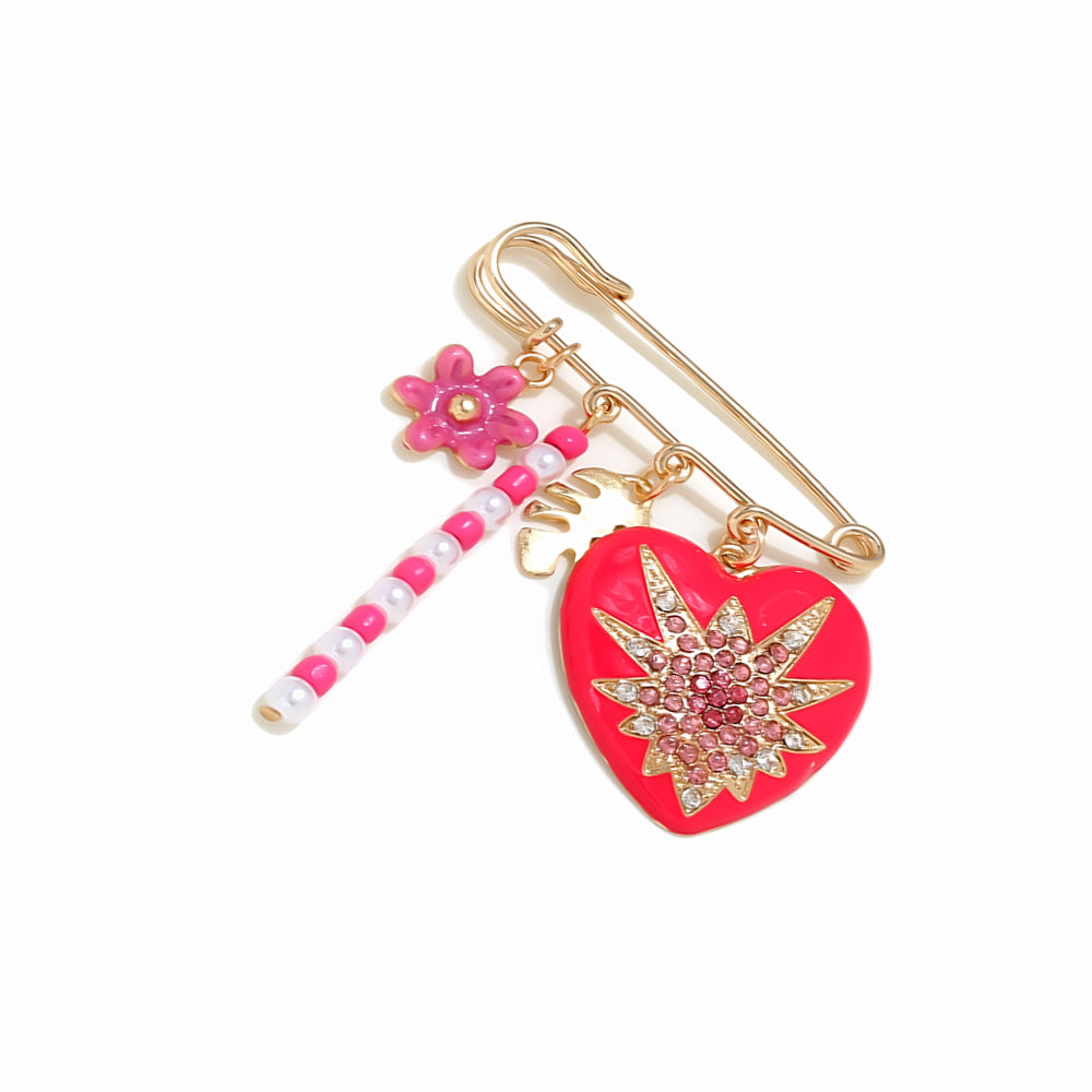 Multi Color Heart Flower Gold Enamel Brooch For Women Bulk