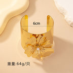 Wholesale Flower Gold Plated Pearl Alloy Cuff & Kada For Women
