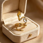 Designer Serpent Style Gold Silver CZ Copper Adjustable Ring Bulk