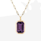 Multi Color Emerald Cut Gold Plated Crystal Copper Pendant Chain Bulk