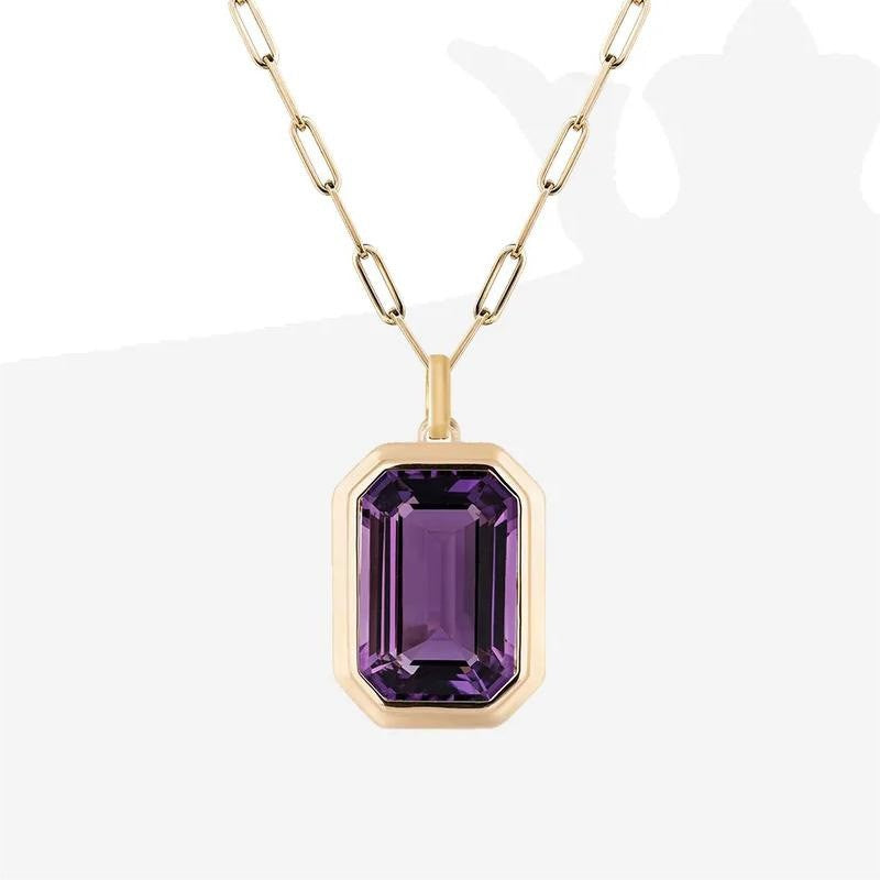 Multi Color Emerald Cut Gold Plated Crystal Copper Pendant Chain Bulk