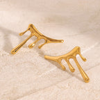 Drip Effect 18K Gold Anti Tarnish Stainless Steel Stud Earrings Bulk