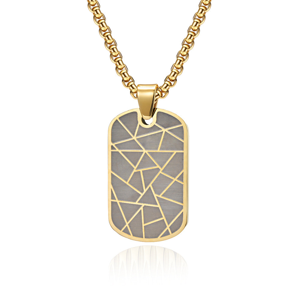 Zig Zag Dog Tag Black Stainless Steel Anti Tarnish Pendant Chain Bulk