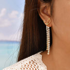 Bulk Bow Design Gold CZ Anti Tarnish Stainless Steel Drop Earrings