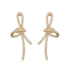 Bow Knot Gold Silver CZ Anti Tarnish Necklace Earrings Set Bulk
