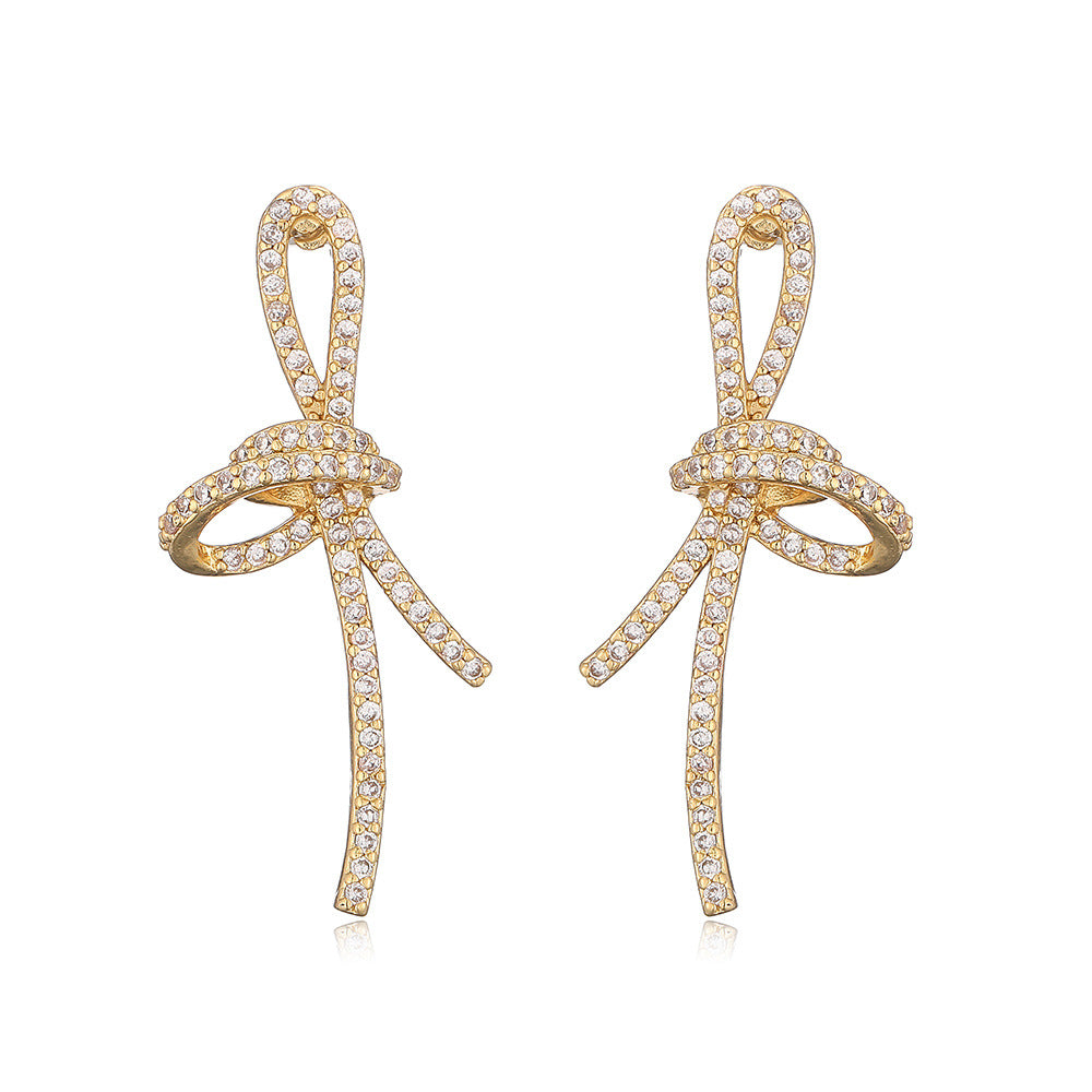 Bow Knot Gold Silver CZ Anti Tarnish Necklace Earrings Set Bulk