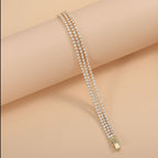 Bulk Classic Two Row Round Gold Silver Plated CZ Copper Bracelet