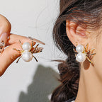 Spider Pearl 18K Gold Anti Tarnish Stud Earring For Women Bulk