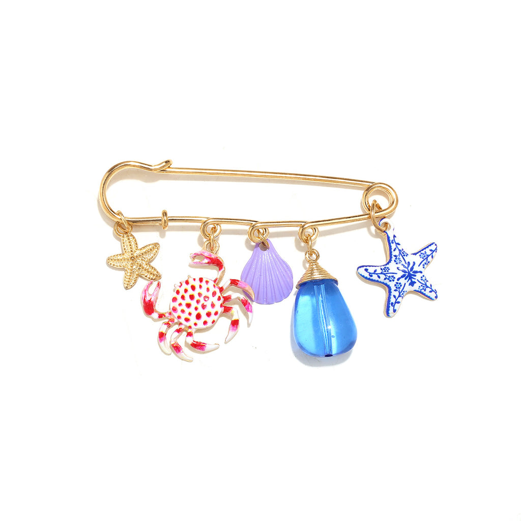 Multi Color Ocean Safety Pin Gold Enamel Brooch For Women Bulk