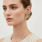 Gold Evil Eye Rhinestone Stud Earrings For Women Bulk