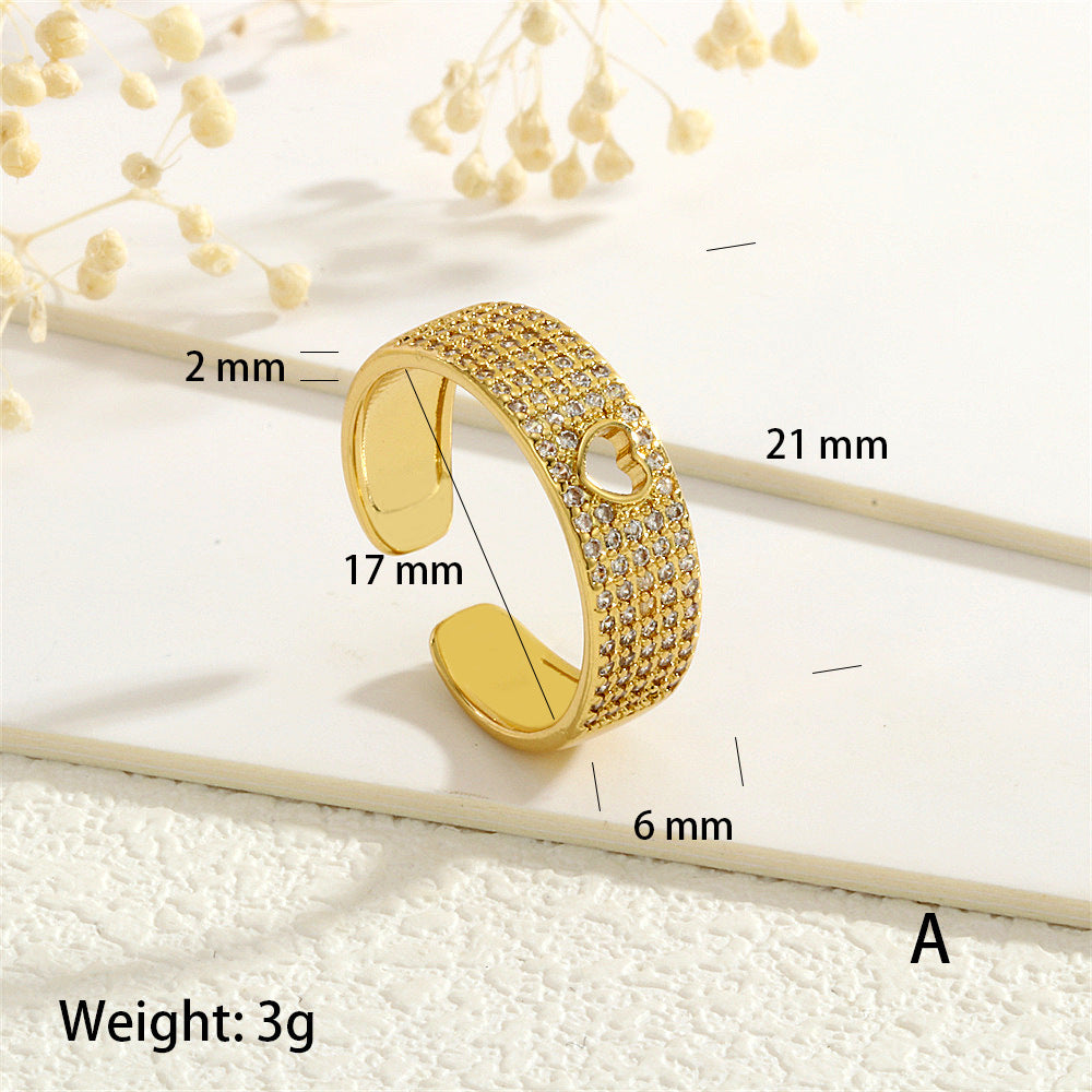 Heart 18K Gold CZ On Surface Anti Tarnish Free Size Ring Bulk Secondary image