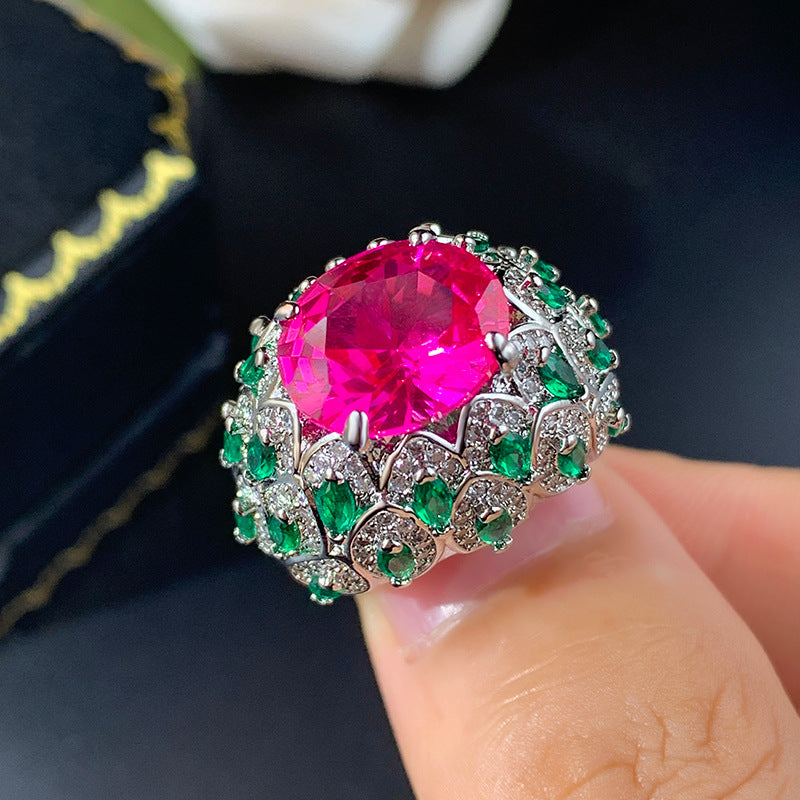 Oval Multi Gemstones CZ Crystal Silver Anti Tarnish Ring Bulk