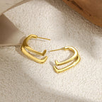 Modern Dual Layer Gold Silver Plated Stainless Steel Hoop Earrings Bulk
