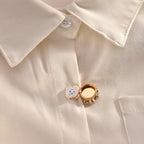 Flower 18K Gold Kundan Single Shirt Button Cover For Unisex Bulk