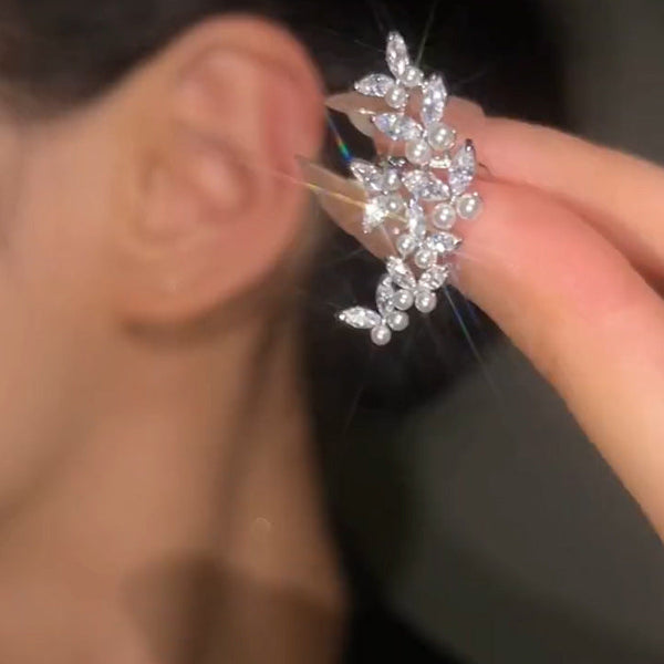 Wholesale White Gold Plated CZ Anti Tarnish Copper Ear Cuff Earrings Main image