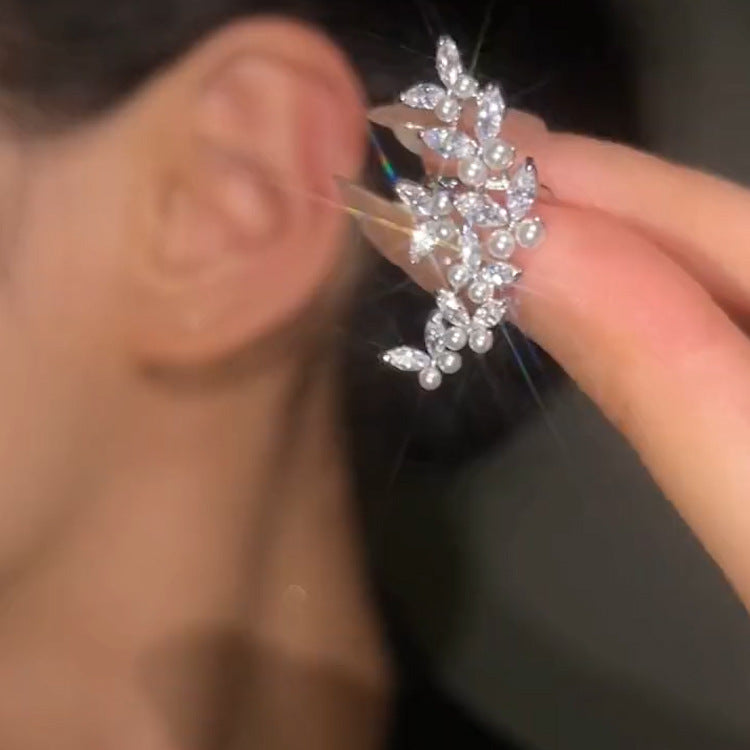 Wholesale White Gold Plated CZ Anti Tarnish Copper Ear Cuff Earrings