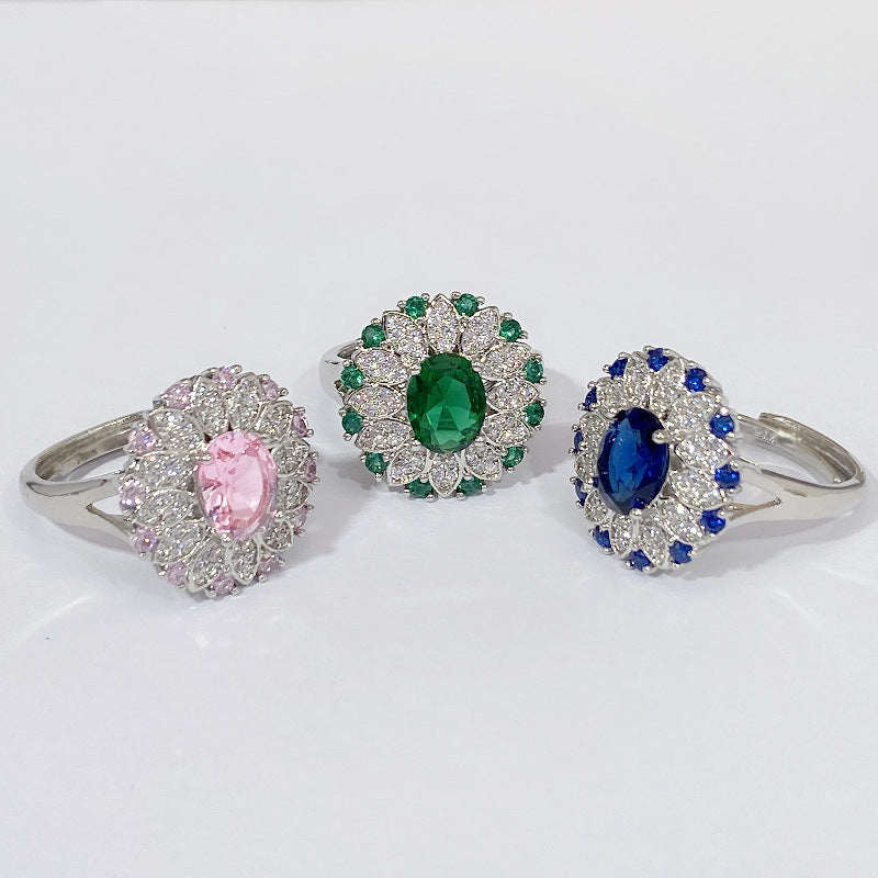 Flower Emerald Green Solitaire CZ Silver Anti Tarnish Ring Bulk