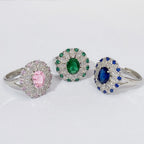 Flower Emerald Green Solitaire CZ Silver Anti Tarnish Ring Bulk