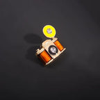 Multi Color Camera Gold Cubic Zirconia Copper Brooch For Women Bulk
