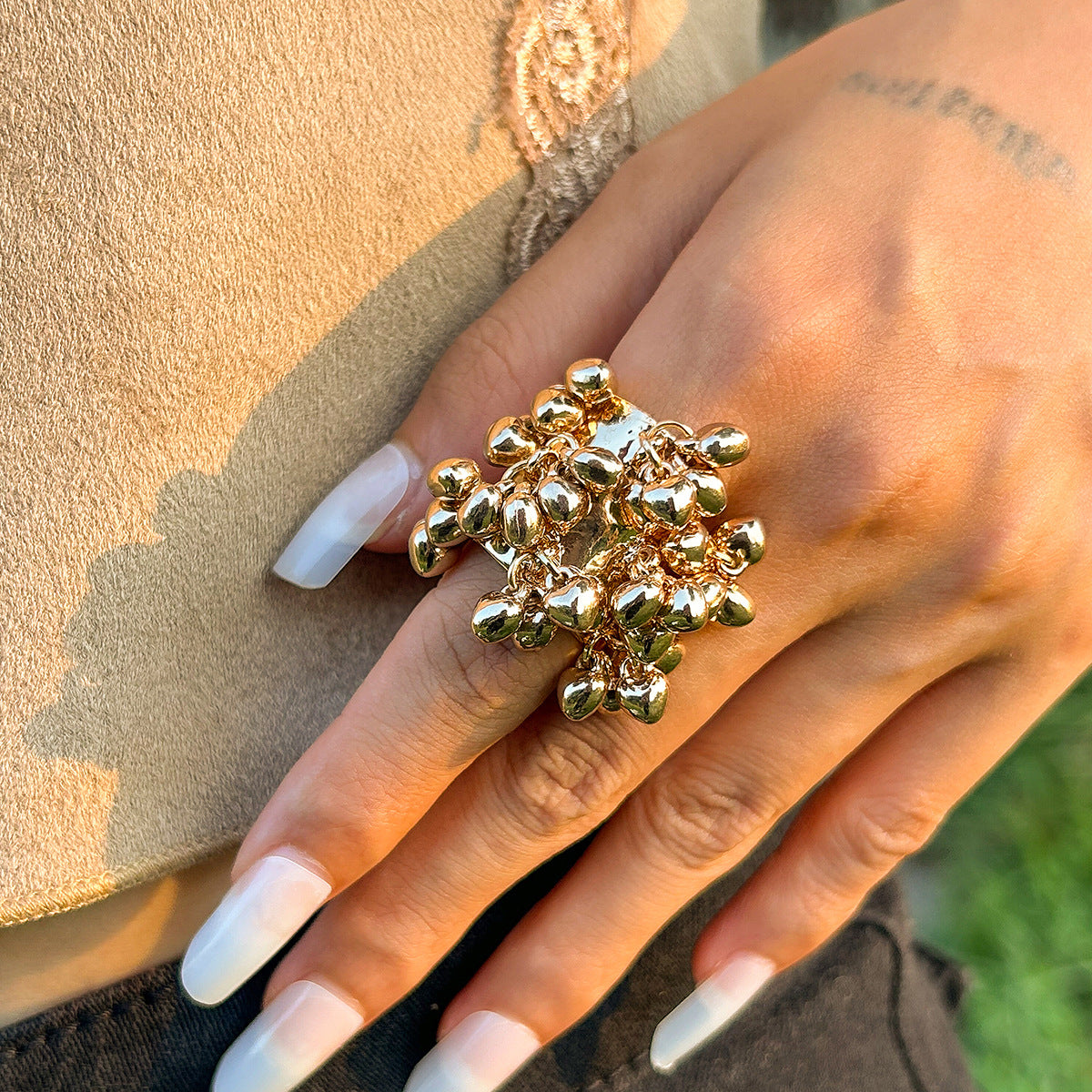 Multicolour 18K Gold Plated Free Size Charm Band Ring For Women Bulk