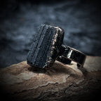 Rows Tone Black Gemstone Crystal Adjustable Ring For Women Bulk
