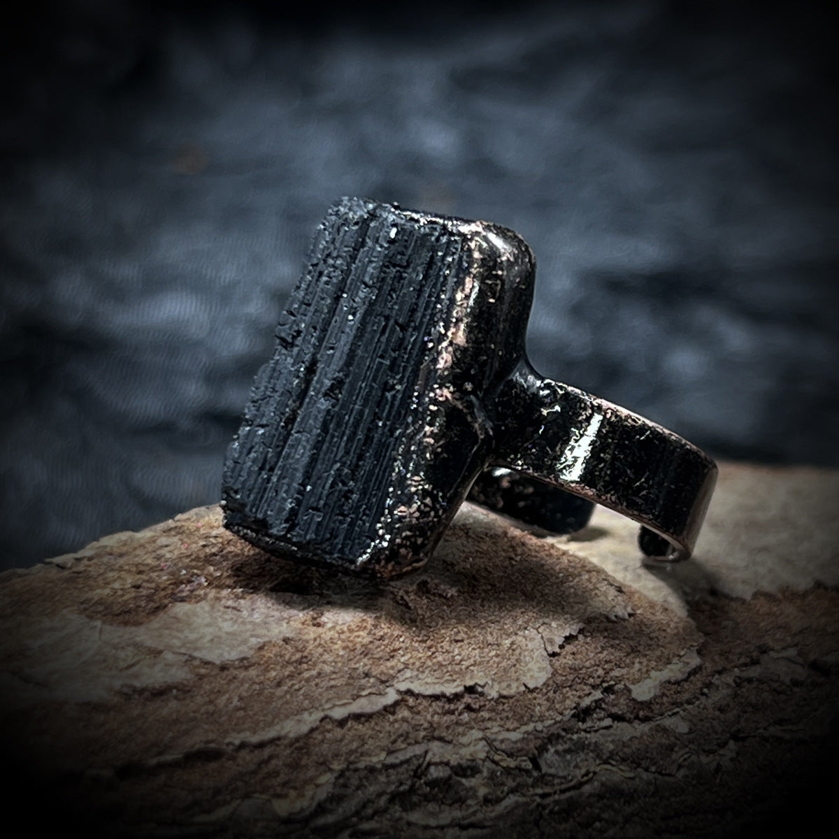 Rows Tone Black Gemstone Crystal Adjustable Ring For Women Bulk