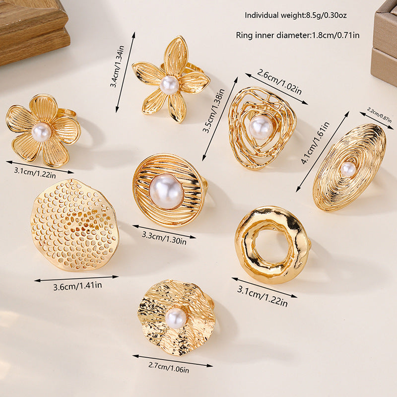 Round Pearl 18K Gold Plated Anti Tarnish Free Size Ring For Women