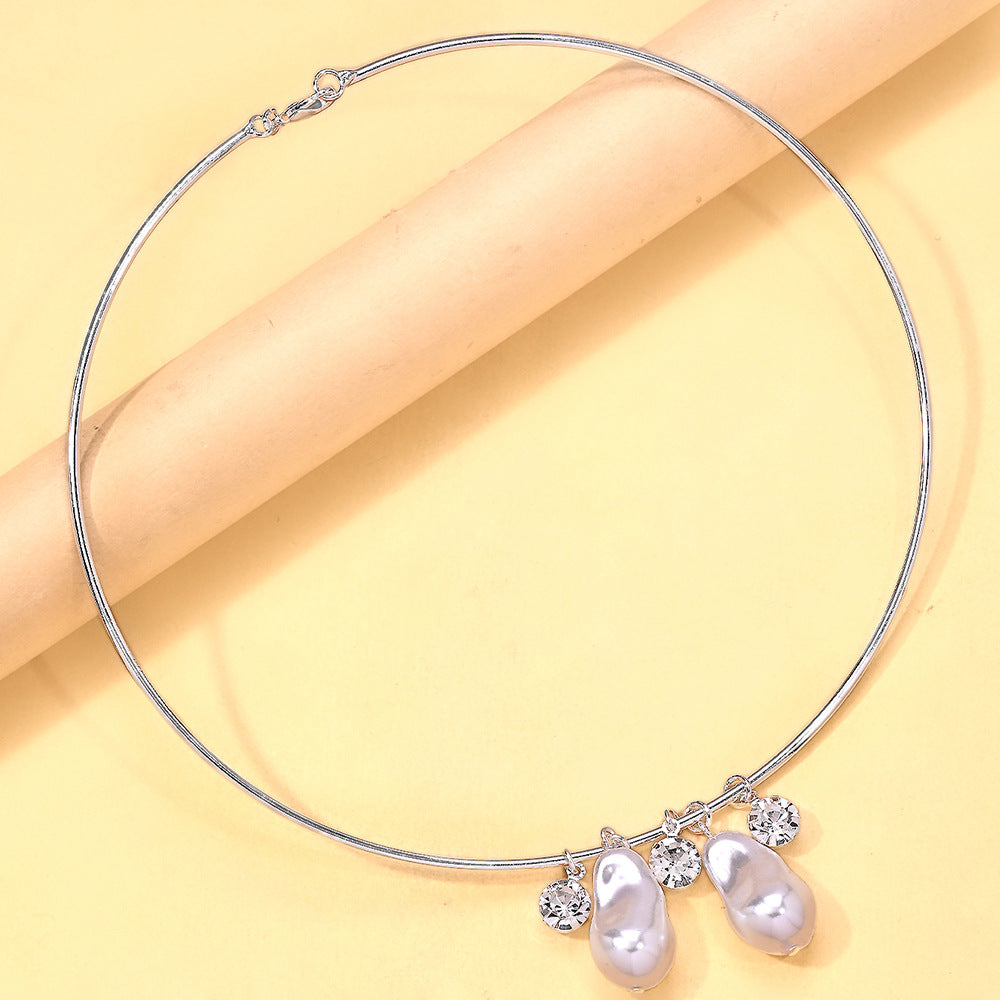 Designer Pearl & CZ Gold Silver Plated CZ Copper Choker Necklace Bulk